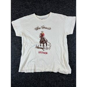 Stetson THE GREAT Cowboy T Shirt Womens 0 Cream Embroidered Graphic Streetwear